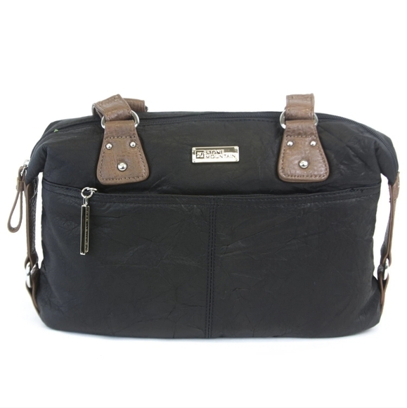 Stone Mountain Accessories Handbags - NWT Stone Mountain Long Beach Satchel Purse Leather Shoulder Bag Black